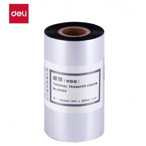得力(deli)110mm*300m热转印条码机标签机通用型全树脂基碳带81602（单支装）